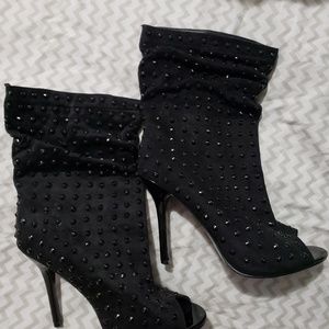 Black peep toe stiletto booties